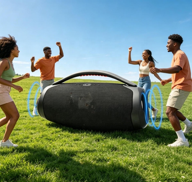 Blue Tooth5.1 Portable Outdoor Speaker IPX6 Waterproof Wireless Bombox3 with Rich Bass Handheld Audio Speaker for Camping Travel