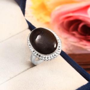Bague en argent sterling 925 pour femmes de style bohème faite à la main en onyx noir ovale cabochon lunette réglage cadeau d'anniversaire classique - Product Image 2