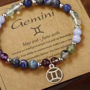 Pulsera de Acero Inoxidable con 12 Signos del Zodiaco, Pulsera Unisex Natural de Lapislázuli, Ágatas, Cuentas de Piedra, Regalo de Aniversario - Product Image 5