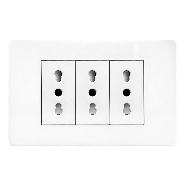 Triple Italian Chile Standard Custom Made 3/9 Hole Embedded Wall Sockets Factory 118 Type Eco PC Plug Outlet Security protection