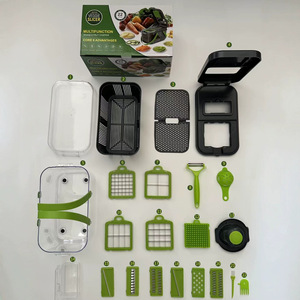 Multifunction <b>Vegetable</b> <b>Chopper</b> Set with 25 Pieces Slicer Dicer Grater Container Manual Kitchen Tool Green Plastic - Product Image 5