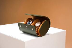 กล่องใส่นาฬิกาสำหรับเดินทางแบบม้วนหนัง PU คุณภาพสูงหรูหราสไตล์เรียบง่ายกล่องใส่นาฬิกาแบบมีช่องเสียบ1 2 3 4ช่องกล่องของขวัญ - Product Image 4