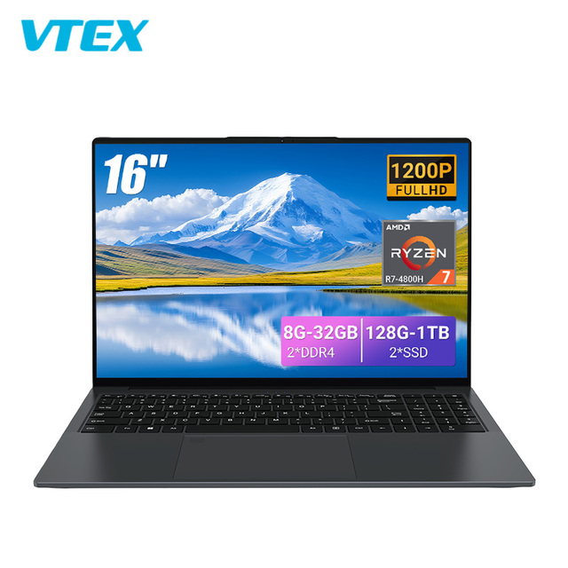 16 Inch Laptop Computer R7-4800H Octa Core CPU IPS Display Dual DDR4 Slots Dual SSD 5000mAh Battery Business Office Laptop