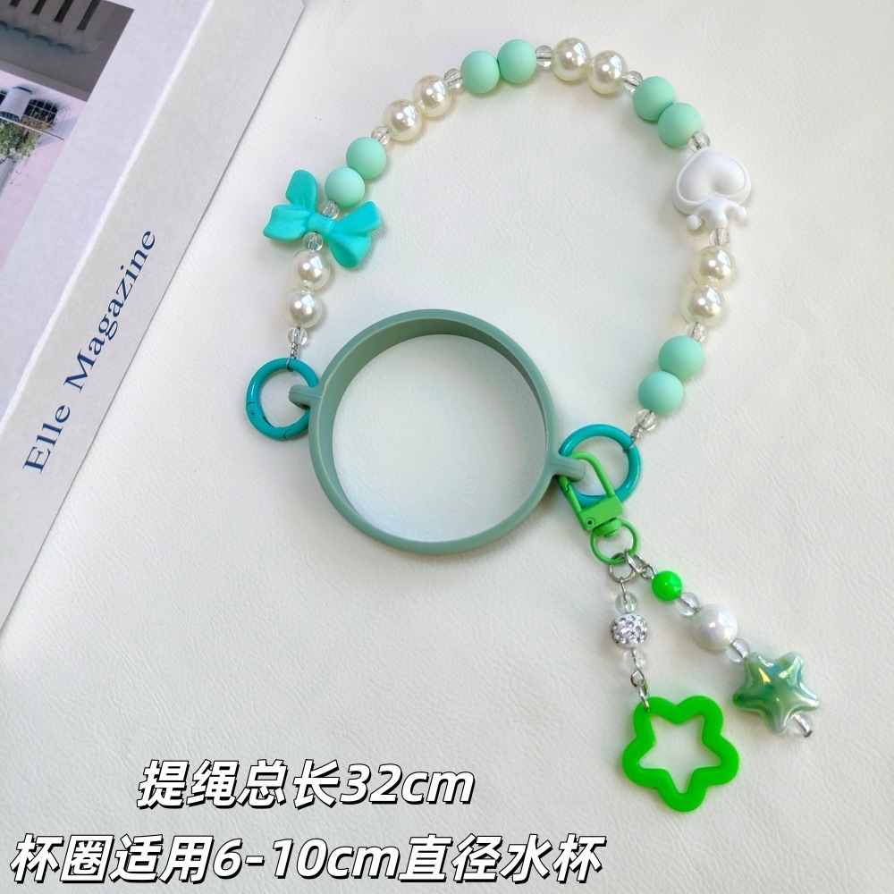 anneau de tasse+sangle de style français+pendentif étoile-vert