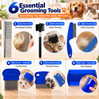 Brosse démêlante pour animaux de compagnie, kit de toilettage pour chiens, brosse à dents larges, peigne pour chiens, kit d'entretien et de soin pour animaux de compagnie