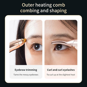 أداة تجعيد الرموش كهربائية محمولة 2 في 1 برأسين دوارين قابلة لإعادة الشحن ومقاومة للماء بمعيار IPX6 مع خاصية التسخين ومقص حواجب للاستخدام المنزلي - Product Image 6