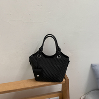 Sac fourre-tout tissé pour femme en cuir PU, sac à main tressé, sac à bandoulière, mini sacoche avec sangle amovible pour usage quotidien