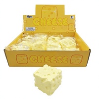 Lot de 12 jouets sensoriels anti-stress en TPE en forme de fromage, à remontée lente, simulation alimentaire, à presser, pour les plus de 14 ans, présentés en boîte de présentation