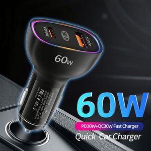 ที่ชาร์จในรถยนต์ 60W ช่องเสียบคู่ A+C กำลังไฟสูง ที่ชาร์จในรถยนต์แบบ Type C PD30W สำหรับ iPhone และ Huawei - Product Image 4