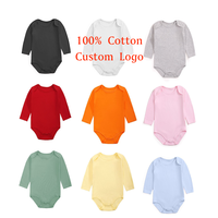 Vente en gros de combinaisons en coton pour bébé de 0 à 24 mois, imprimées ou unies, body bébé à manches longues, vêtements d'hiver pour nouveau-né garçon et fille