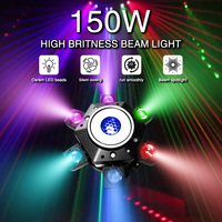 Projecteurs LED à tête mobile pour DJ, 6 bras, faisceau de scène, projection de motifs étoilés RG, stroboscope sonore DMX512 IP33 pour fêtes, discothèques, mariages, bars