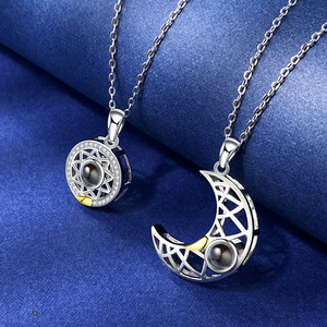 Kalung Fashion Romantis Shangjie OEM, Kalung Pasangan Perak <span class=keywords><strong>Sterling</strong></span> 925 dengan Zirkon, Kalung Proyeksi Bulan Matahari - Product Image 5
