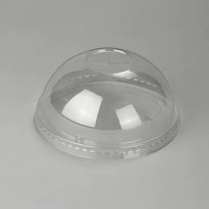 Tapa de Plástico PET Transparente Desechable de Grado Alimenticio, Ecológica, de 98 mm, con Cúpula Plana y Boquilla para Botellas y Vasos, a Prueba de Fugas - Product Image 1