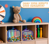 Sacs de rangement pour jouets en PVC transparent imperméable, recyclables, à fermeture éclair, avec gaufrage, taille et logo personnalisés, vente en gros