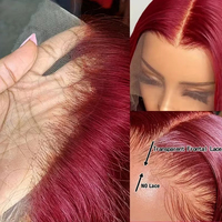Peluca de encaje HD color rojo vino de arándanos, lisa, 99J Borgoña, 13x4 13x6, pelucas de cabello humano con encaje frontal HD para mujeres negras
