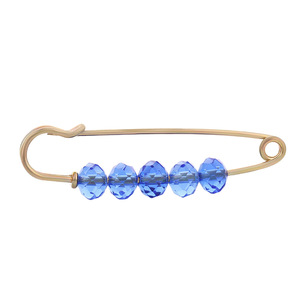Rhinestone Brooch With Beads For Clothing And Coats 12 Mm Standard Spring <b>Pin</b> Style Geometric Design Blue Gold White Red - Product Image 5