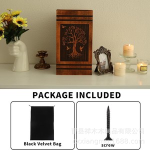 Solid Wood Pet Urn Rectangle 5.5x5.5x10.6 Inch Tree Of Life Design <b>Memorial</b> <b>Box</b> For Pet Funeral Supplies - Product Image 5