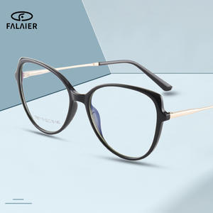 กรอบแว่นตา FalaiEr TR90 รุ่น C1 สีดำ ป้องกันแสงสีฟ้า แว่นสายตาอ่านหนังสือสำหรับทุกเพศ ทรงกลม กรอบโลหะ - Product Image 4