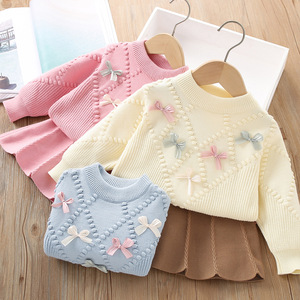 Conjunto de Dos Piezas Tejido para Niñas 2026, Suéter con Lazo y Falda Plisada, Atuendo de Primavera/Verano para Bebés - Product Image 1