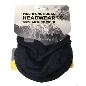 Musim Dingin Seamless Multifungsi Leher Gaiter Wol Merino Bandana Masker Tabung Syal