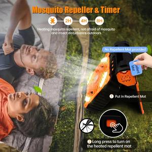 Portable Solar Fan Rechargeable Solar Powered Camping Fan 4 Speed 4 <b>Timers</b> and Quiet with LED Lantern for Picnic Fishing - Product Image 5