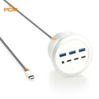 Boîtier de table de conférence multimédia 10 Gbit/s USB 3.0 Type A Type C Câble audio 3,5 mm pour mobilier de bureau intelligent et équipement AV