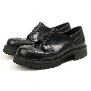 Zapatos de Vestir Casuales de Cuero para Hombre, Diseño de Lujo, Punta Cuadrada, Transpirables, Antideslizantes, con Cordones, para Oficina y Carrera Profesional - Product Image 1