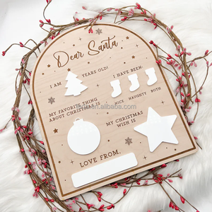 <span class=keywords><strong>Lettre</strong></span> réutilisable pour enfants personnalisée en usine au père noël, tableau blanc en bois pour enfants signe d'accessoires photo père noël - Product Image 3