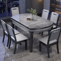 Ensemble de meubles de salle à manger de style moderne, table extensible avec 6 chaises en bois pour la maison, la cuisine ou le restaurant