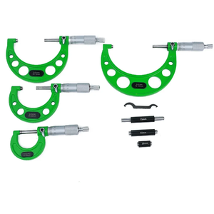 Aralık 0-100mm 4 adet/takım yüksek hassasiyetli 0.01mm mikrometre yeşil plastik kutu taşlama dış mikrometre ölçüm araçları - Product Image 5