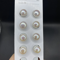 Perles de culture d'eau douce naturelles blanches de qualité 4A, demi-percées, à dos plat, 11-11,5 mm, en vrac, pour la fabrication de bijoux (vente en gros)