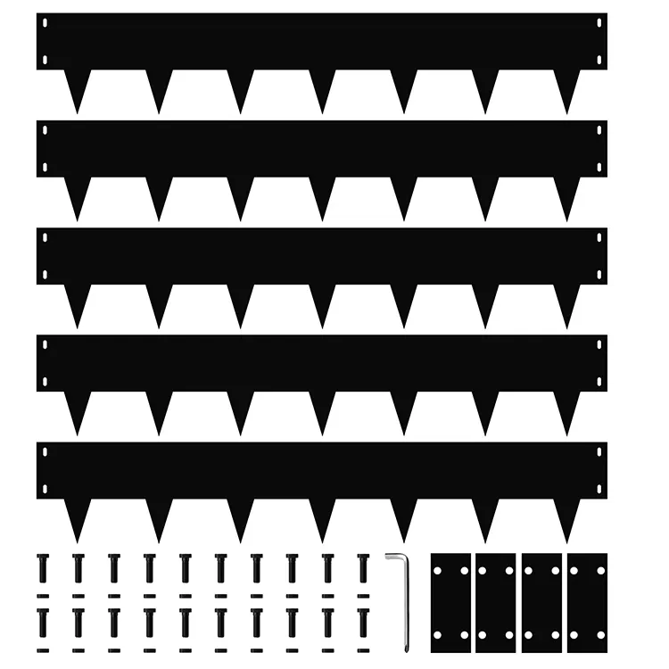 JH-Mech Heavy Duty Garden Tree Border 5 Pack Pointed Teeth Metal Lawn Galvanized Steel Landscape Edging