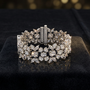 Classic Floral Diamond Bracelet in Gold with Leaf Inspired Designer Setting for Elegant Women Jewelry - Product Image 2