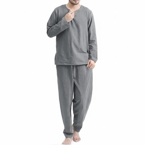 Venta al por mayor de ropa de dormir de satén liso Tallas grandes Lounge Home Wear con bolsillos Pijamas de seda de dos piezas para hombre Ropa de dormir sexy para hombre - Product Image 1