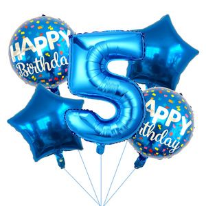 Hete 5-delige folie ballonboeketset, 18 inch ronde gelukkige verjaardag heliumballonnen, cijferballonnen voor verjaardagsdecoratie - Product Image 6