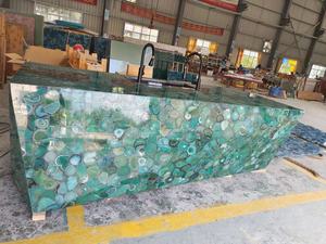 Décoration de luxe naturelle, pierre d'onyx bleue semi-précieuse, agate translucide, dalles de pierre Lumi, Lumistone - Product Image 2