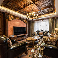 Intérieur de maison entière sur mesure en bois massif sculpté, style royal américain, pour la rénovation de villas haut de gamme