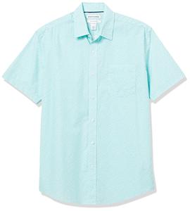 Camiseta de popelina de manga corta para hombre Essentials, cuello estructurado, ajuste regular, estampado de verano, vida informal y uso diario - Product Image 1
