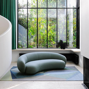 Nordic <b>Sofa</b> Set Creative <b>Small</b> Hotel Apartment Simple Living Room <b>Sofa</b> Bed Modern Curved Design Lamb Velvet Fabric Support - Product Image 5