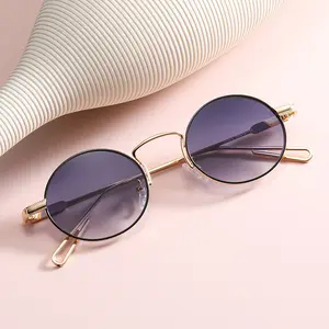 2022 Luxus Mode Metall Oval Style Pilot Sonnenbrille Männer Frauen Klassisches Marken design Sonnenbrille Weiblich Hot Elegant Shades 406