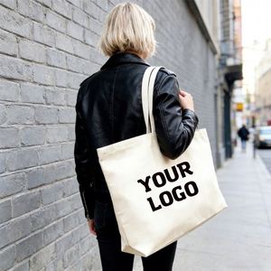 Custom Printed Logo Holiday Grocery Shopping Bags Heavy Duty Eco Recycled Cotton Canvas Tote Bag - Product Image 1