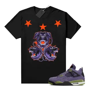 T-shirt imprimé Streetwear 100% coton pour homme, Streetwear, violet, 4s, 3 têtes