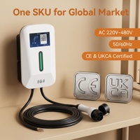 Chargeur mural pour véhicule électrique 7 kW avec lumière LED, RCD de type B, câble TPU, démarrage par carte, IP65, câblage ouvert, CE/UKCA/TUV Chargeur pour véhicule électrique 7 kW Type 2