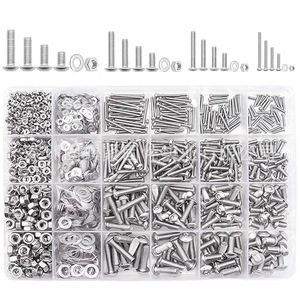 304 Stainless Steel Screw Kit 1220pcs Round Head Hex Screws With Nuts Washers ISO7380 Standard Tool Set - Product Image 1