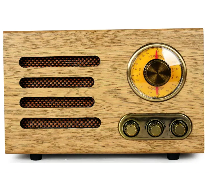2019 כל-חדש עיצוב בציר נייד אלחוטי BT רמקול FM רדיו עתיק צורת עץ רדיו
