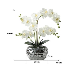 <strong>Artificial</strong> Phalaenopsis Silver Ceramic Pot Bonsai Set With Glue Feel Home Decoration <strong>Orchid</strong> Ornaments Fake Flower <strong>Potted</strong> Plants - Product Image 6