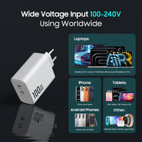 Cargador Rápido para Portátil de 100w con Certificación CE ROHS KC, Tipo C para iPhone, MacBook, Samsung, PD, PPS, Cargador de Pared Portátil para Teléfono Móvil, Cargador Gan de 100w con USB C