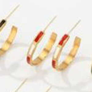 Orecchini a Cerchio in Acciaio Inossidabile Acero Placcati Oro Bicolore Gioielli Unisex alla Moda - Product Image 6