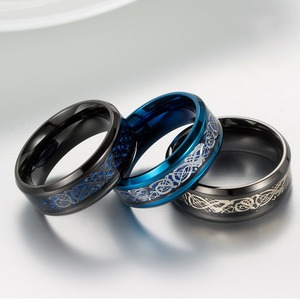 Anillo de Acero de Titanio Nibelung con Diseño de Dragón Azul, Unisex, para Uso Diario - Product Image 2