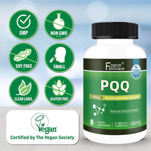 Fabricant de compléments nutraceutiques PQQ 40mg favorisant la biogénese mitochondriale, certifié végétalien, sans gluten, 120 capsules de PQQ - Product Image 3